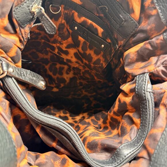 B Makowsky Black Pebbled Leather Hobo Shoulder Bag Slouchy Belted Style - Picture 11 of 13